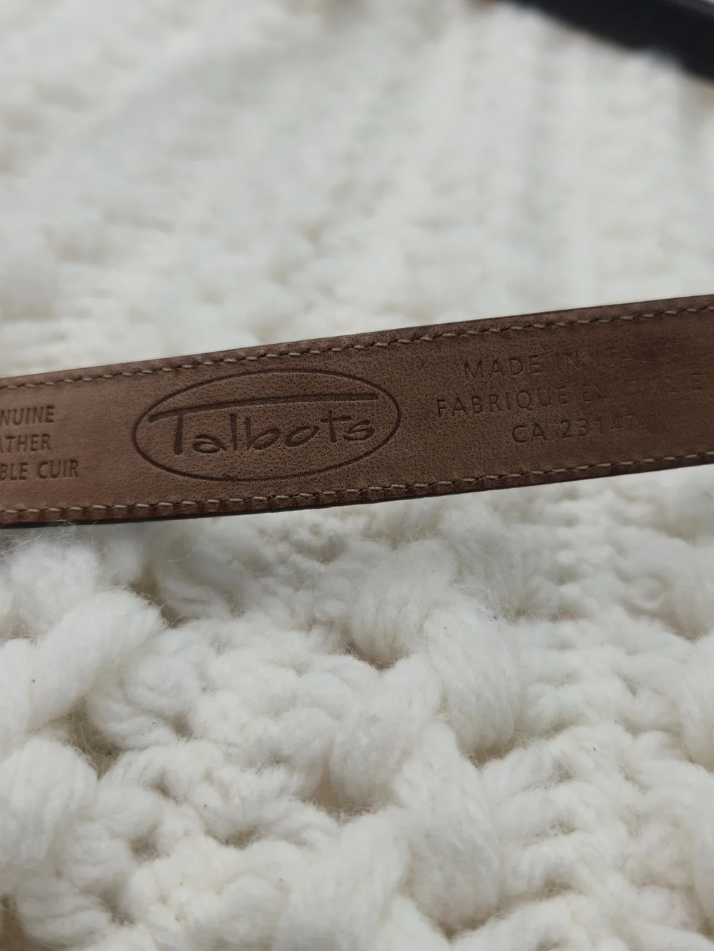 Talbots Black Textured Leather Belt with Silver Buckle